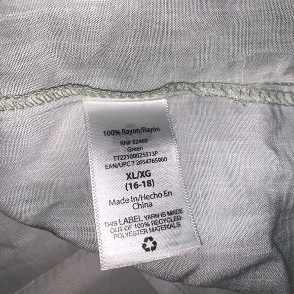 Time And Tru Womens XL Sleeveless Tie-Dye Top Green/White Rayon - Picture 3 of 6